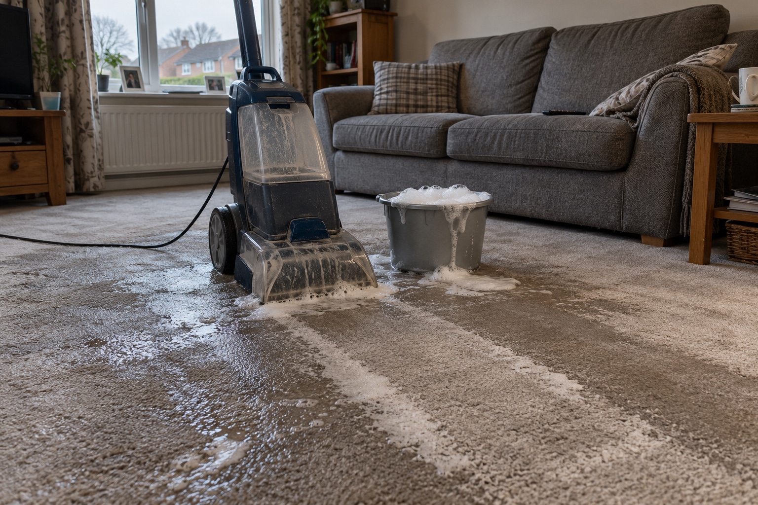 Can Professional Cleaning Damage Your Carpet, Upholstery or Floors? 4 A hire machine and too much foam left on a soaked carpet, the kind of shortcut that causes damage.