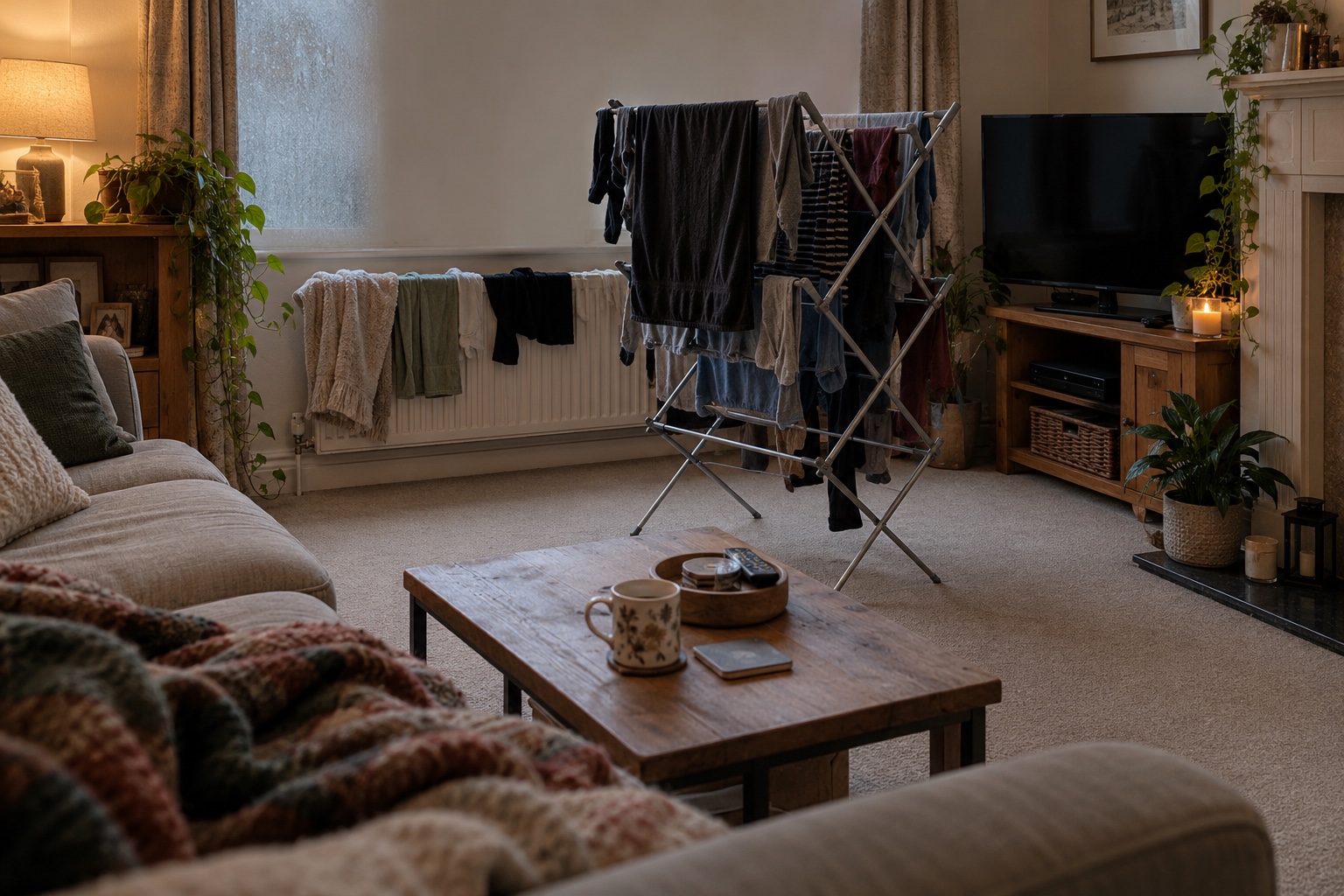 Carpet Smells Damp or Mouldy: Can It Be Fixed? 2 Washing drying indoors, one of the everyday causes of a damp carpet smell.