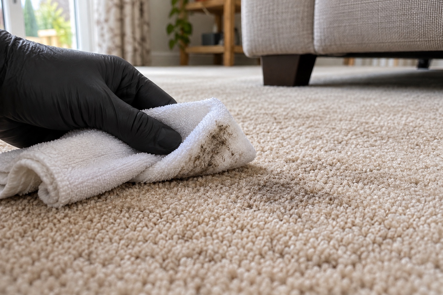 Clean or Replace: The Straight Answer for a Tired Carpet 5 If a damp white cloth comes away grey, the carpet is usually just dirty and will clean out.