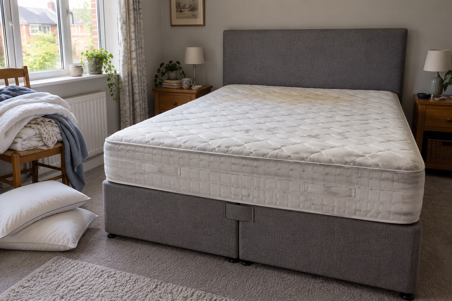 Does Carpet Cleaning Help With Allergies & Dust Mites? 7 A mattress stripped back, ready for a deep clean.