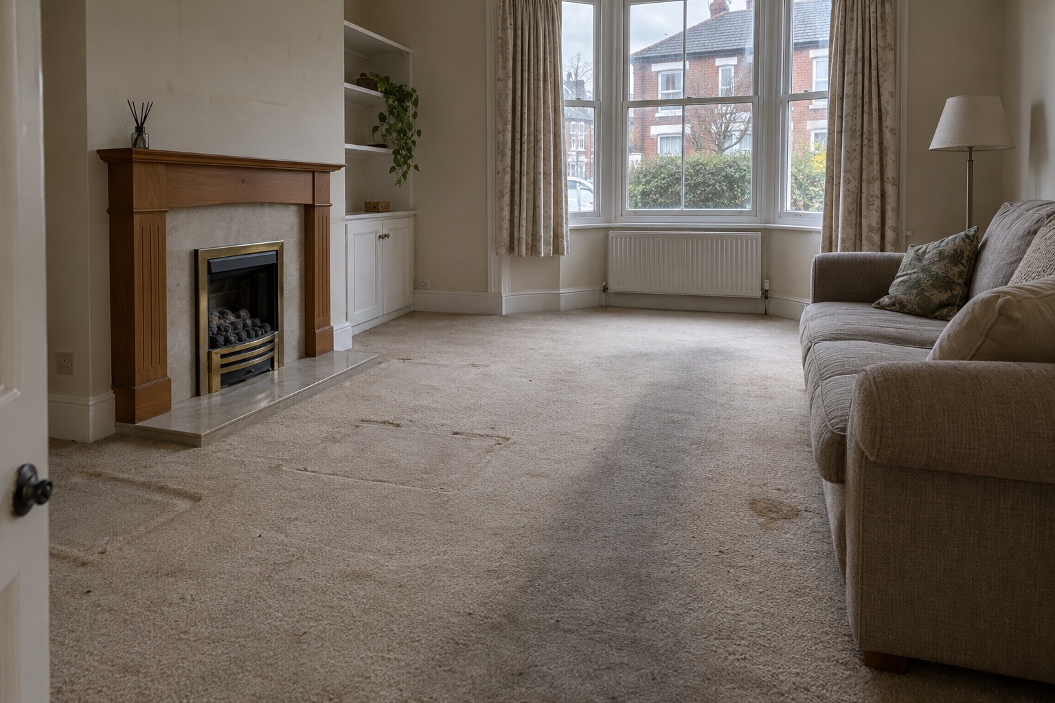 Estate Agent Carpet Cleaning for Sale-Ready Homes 4 A tired, marked lounge carpet that makes a home look less cared for.