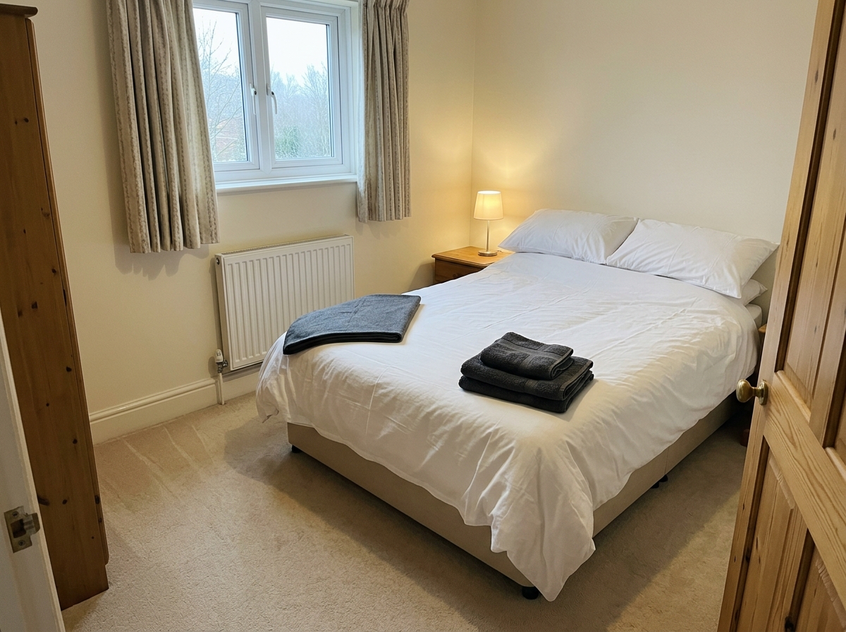 Getting Guest-Ready for the Festive Season 4 A spare room made up for guests with a freshly cleaned carpet.