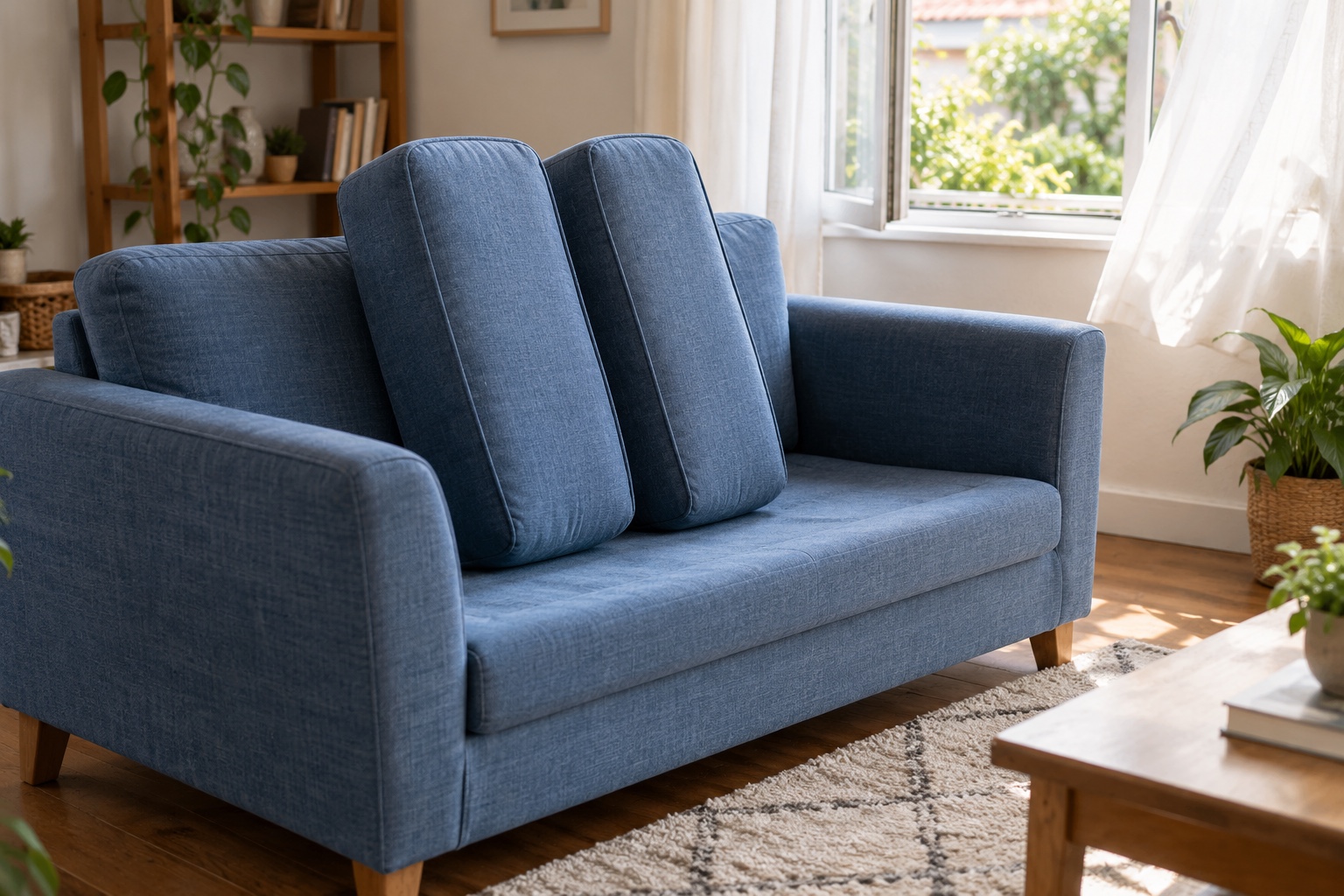 How Long Does a Professional Carpet Clean Take? 2 A smaller job: one sofa cleaned and its cushions left to air.