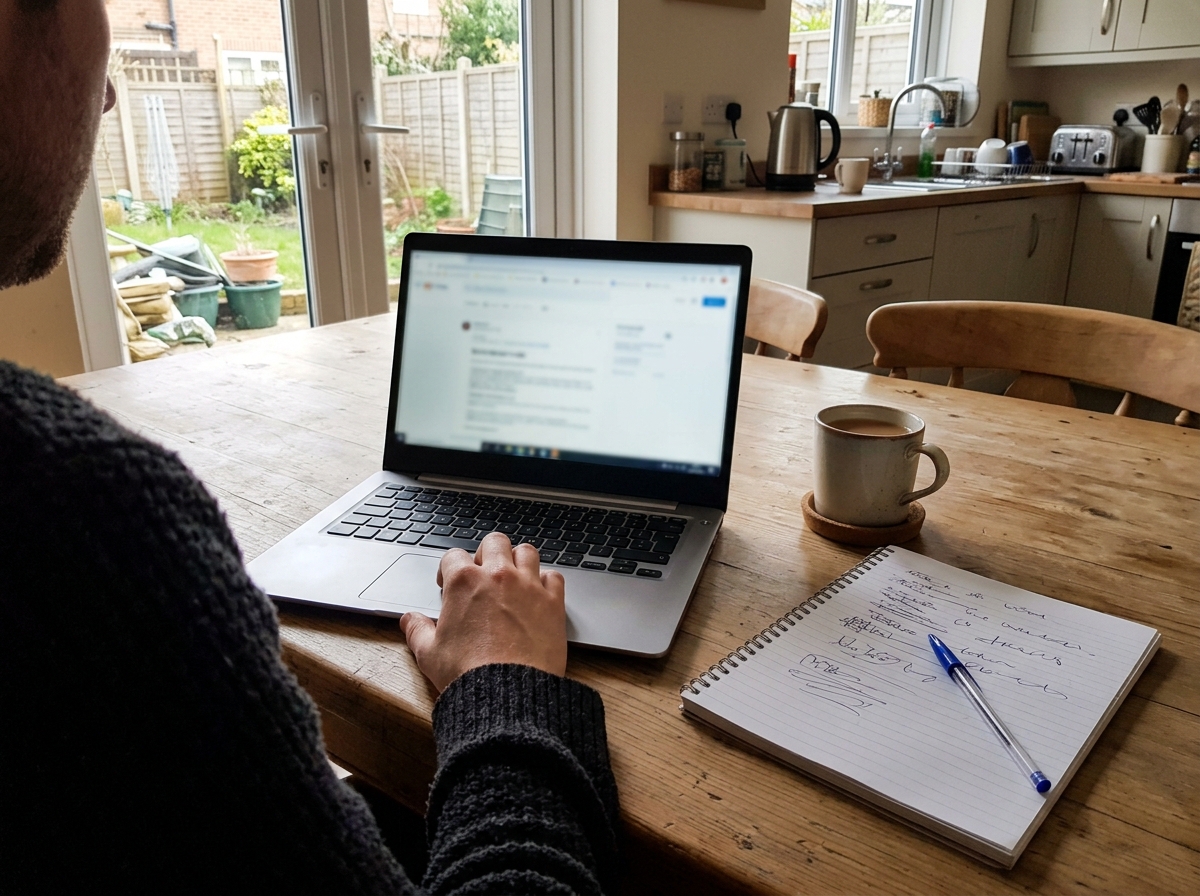 Recent Reviews in Your Area 5 Checking recent reviews on a laptop at the kitchen table.