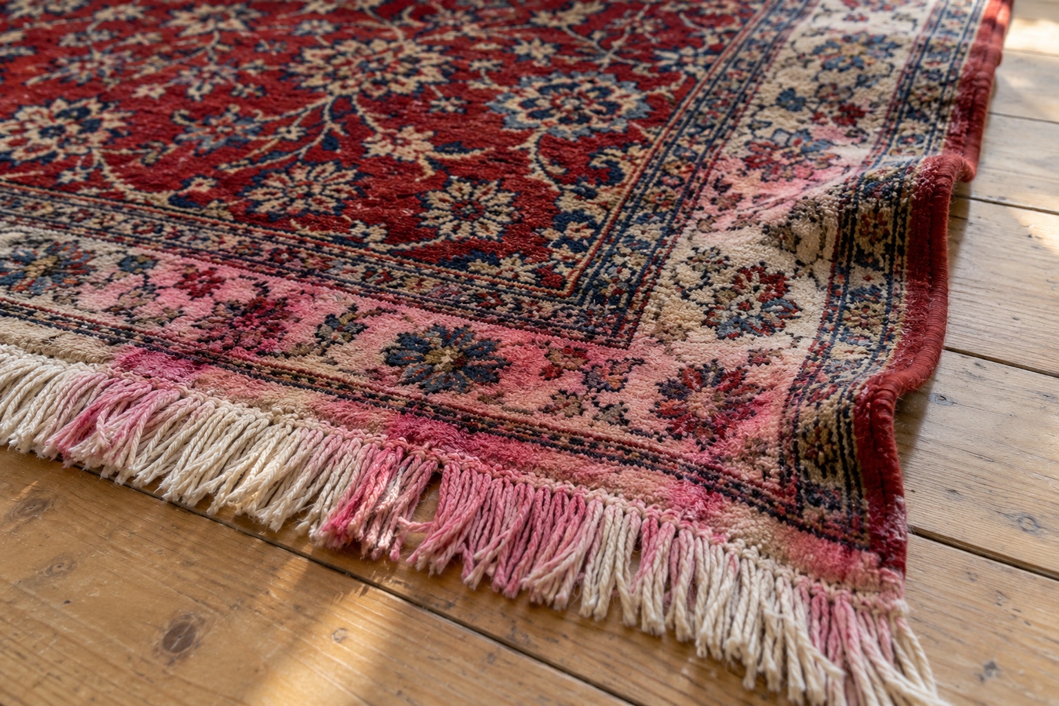 Rug Cleaning in Manchester | Wool & Oriental 5 A rug with colour bleed and a rippled edge after the wrong clean.
