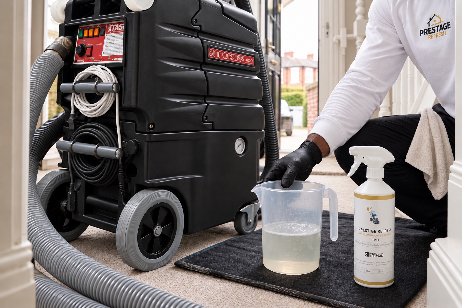 Is Professional Carpet Cleaning Safe for Kids, Pets and Asthma? 4 Products are measured and correctly diluted, then rinsed back out.