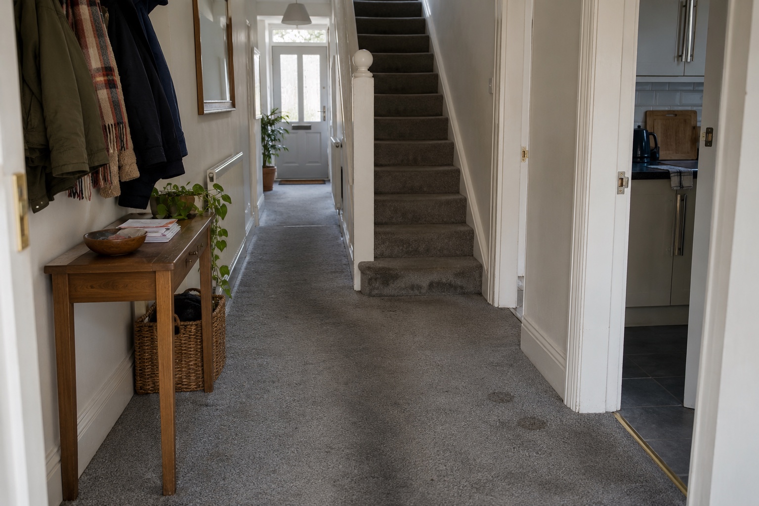 Student Let and HMO Turnover Cleaning 4 Most of what looks ruined in a shared hallway is soiling that will lift.