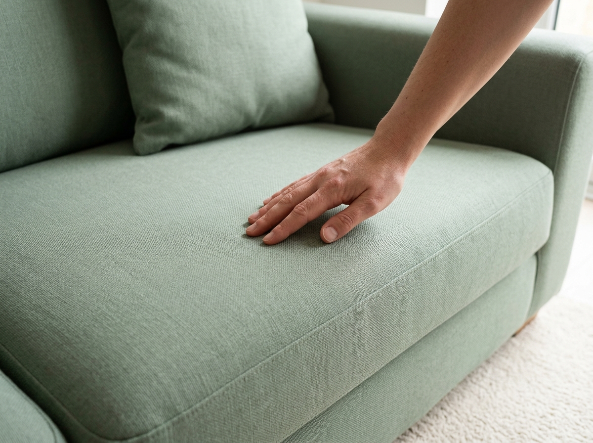 The Golden Guarantee, Explained 2 Running a hand over a freshly cleaned sofa cushion.