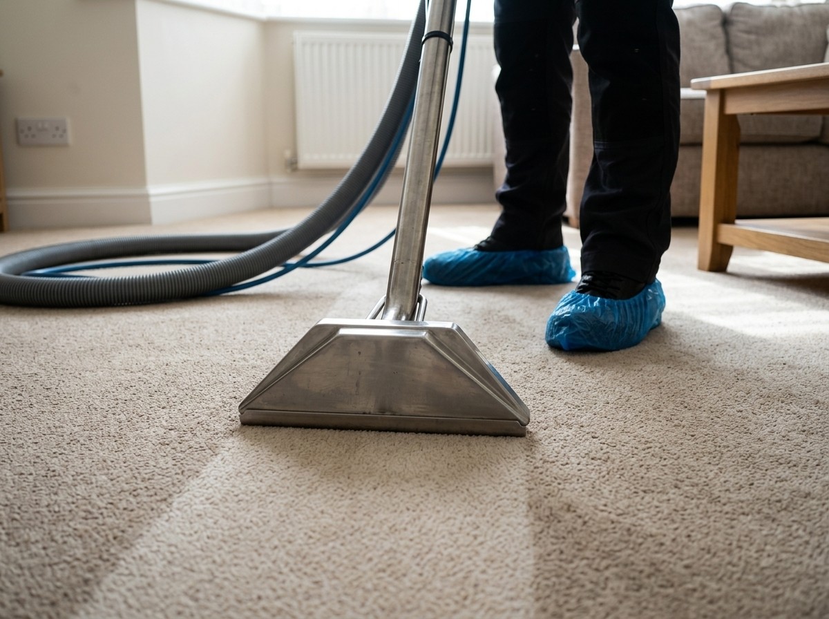 Three Things to Ask Any Carpet Cleaner Before You Book 2 Our technician arriving at a Manchester front door with ID on show.