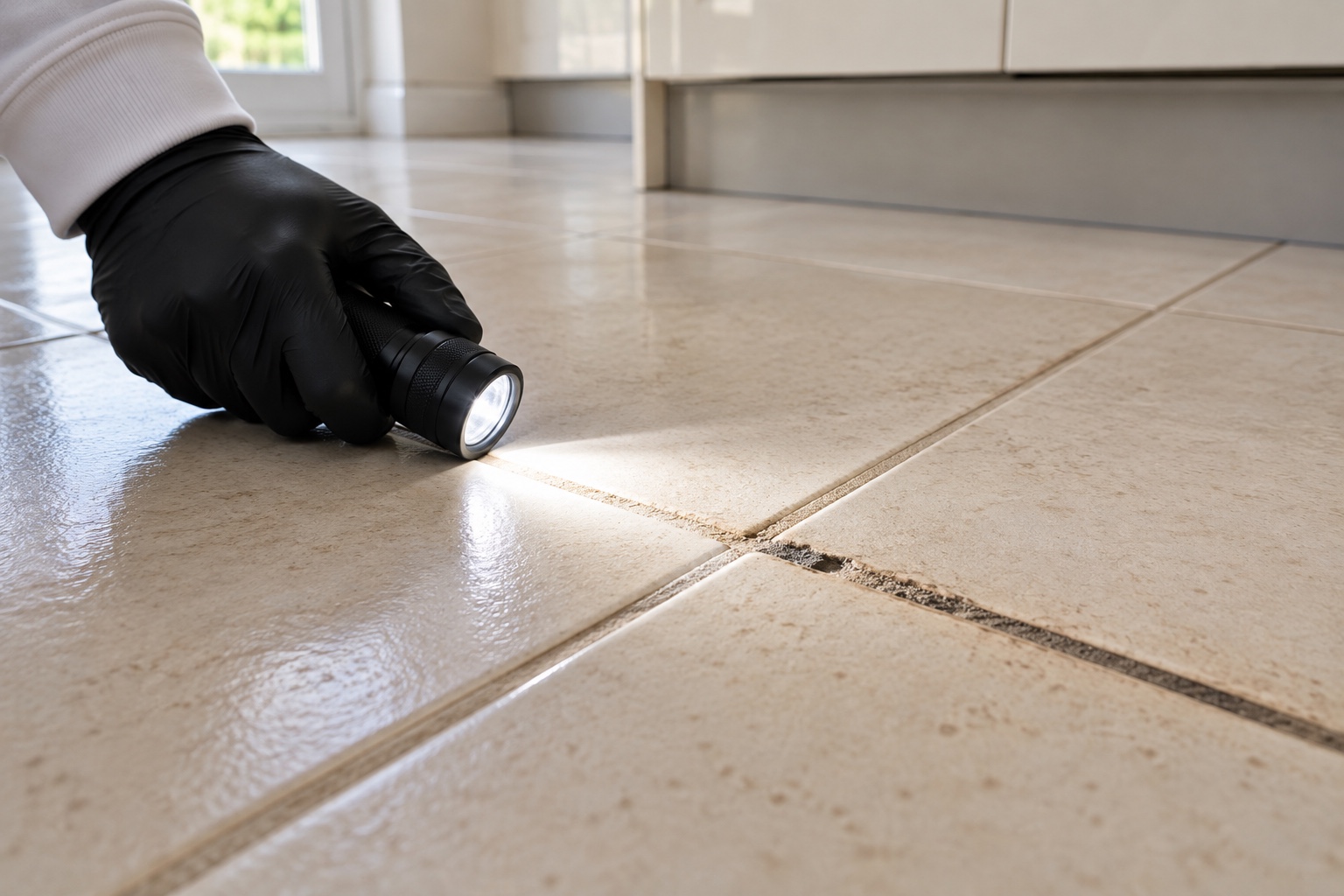 Tile & Hard Floor Cleaning, Explained 5 Checking which grout lines will lift and which marks are permanent.