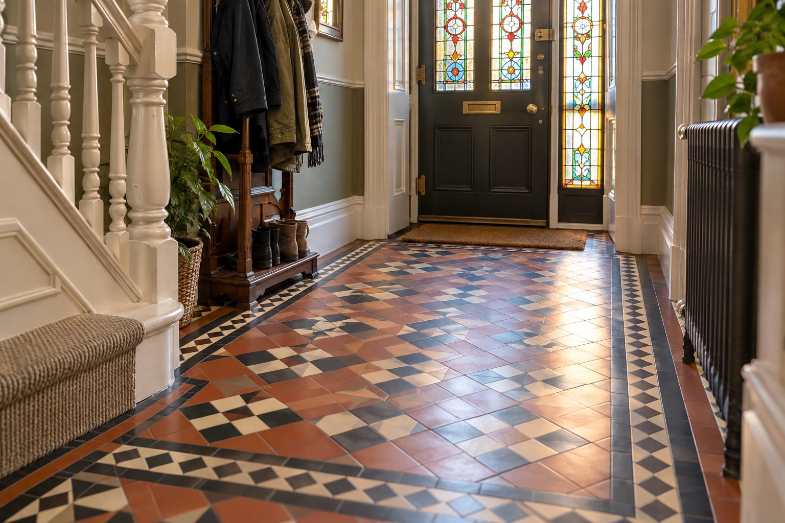 Tile & Hard Floor Cleaning, Explained 7 A Victorian hallway tile floor bright and clean again.