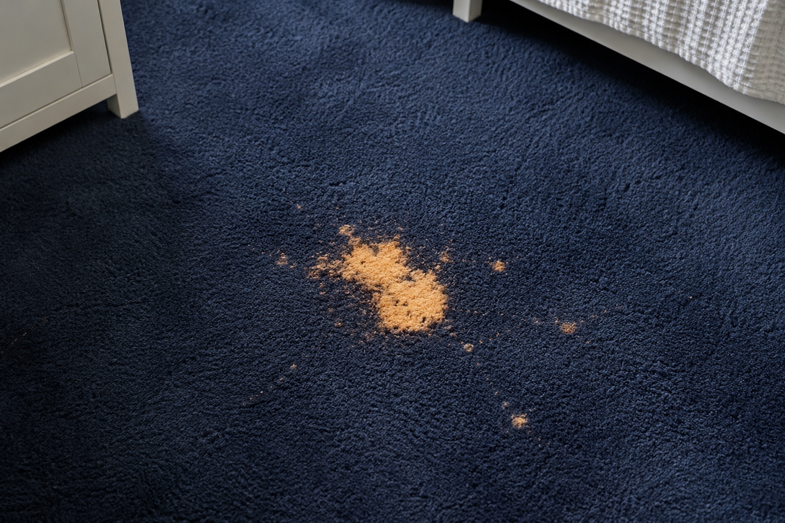 Why Some Stains Can’t Be Fully Removed 1 A bleach mark where the colour has been taken out of the carpet.