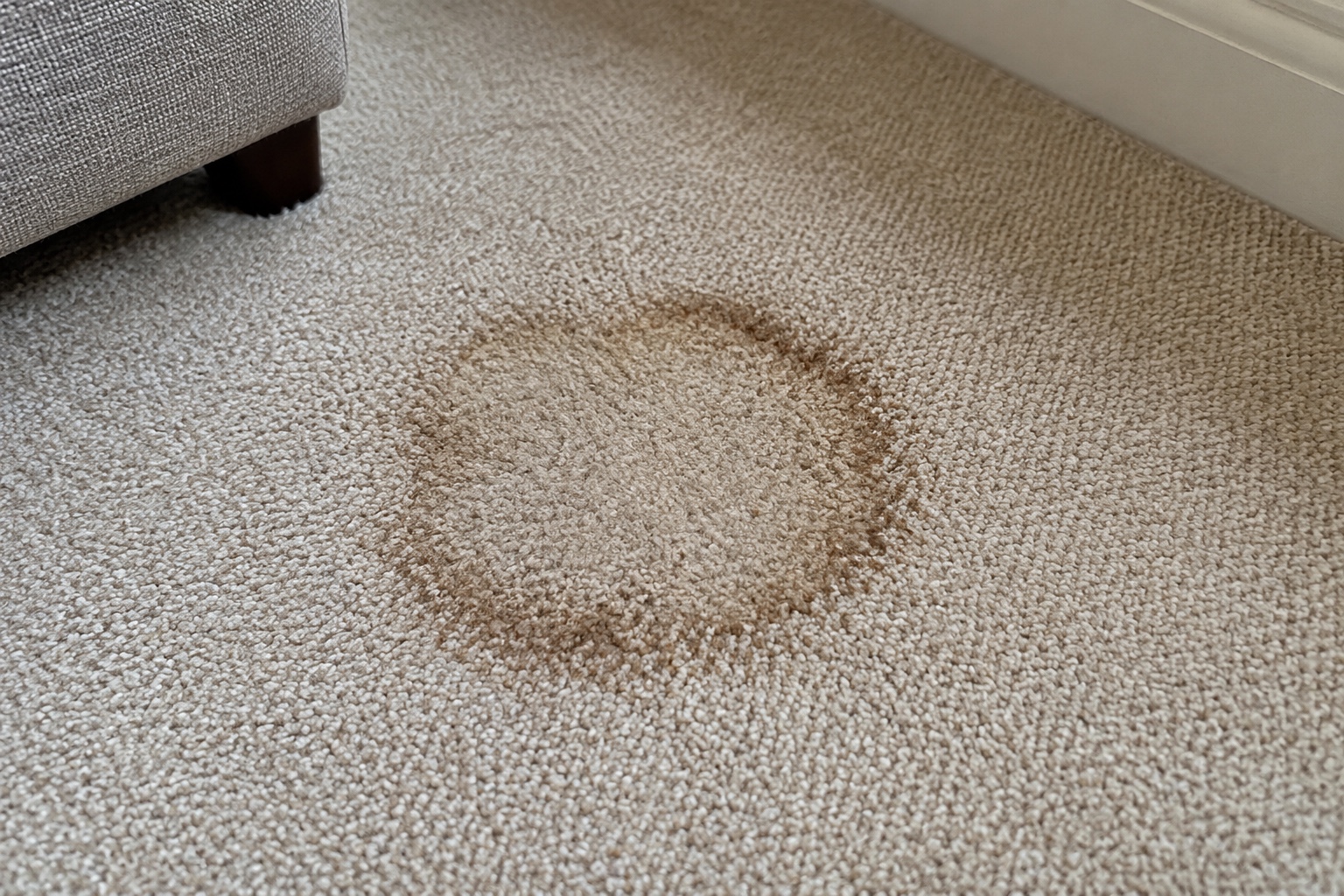 Why Some Stains Can’t Be Fully Removed 2 An old stain with a ring where it has been worked and dried.